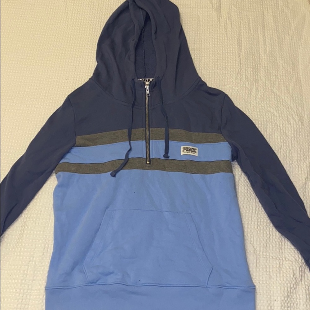 PINK Blue & Gray Quarter Zip